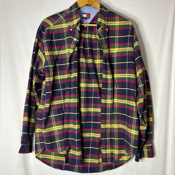 Tommy‎ Hilfiger Plaid Flannel Button Down Long Sleeve Shirt Size Large - Picture 1 of 5
